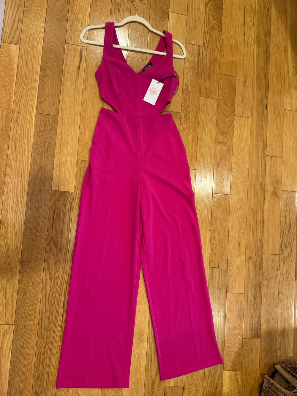 Wide-Leg Pink Cutout Jumpsuit